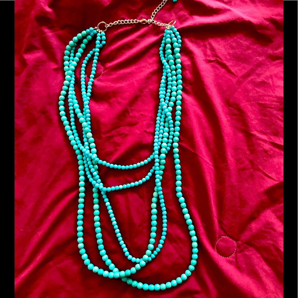 Turquoise bead layered necklace